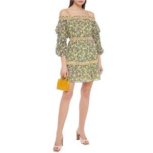 ALICE + OLIVIA Cold-shoulder floral-print cotton mini dress